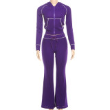 Solid Color Hooded Two Piece Pants Set GZJQ-K25S83732