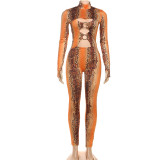 Snake Print Hollow Out Jumpsuit GZJQ-K25Q84265