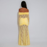 Lace Patchwork Ruched Maxi Dress GZIY-6298