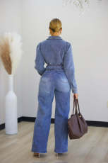 Fashion Denim Long Sleeve Two Piece Pants Set CM-9537