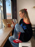 Retro Color-Block Knit Oversized Sweater GZYF-1201