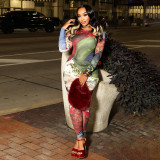 Print Long Sleeve Tight Jumpsuit GZJQ-K25Q84127