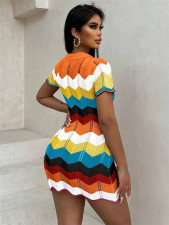 Contrast Color Knits Sweater Dress GZYF-1050