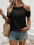 Off Shoulder Patchwork Knits T Shirt GZYF-1183