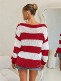 Contrast Color Pullover Sweater GZYF-1103