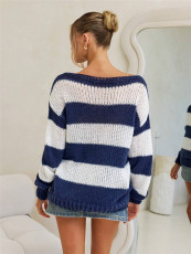 Contrast Color Pullover Sweater GZYF-1103