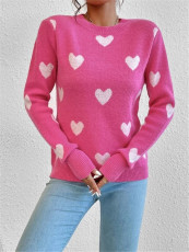 Heart-Patterned Knit Pullover Sweater GZYF-1080