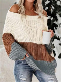 Color Block Loose Knis Sweater GZYF-1096