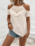 Off Shoulder Patchwork Knits T Shirt GZYF-1183