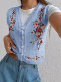 Embroidered Knit Sweater Vest GZYF-1202
