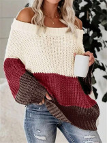 Color Block Loose Knis Sweater GZYF-1096