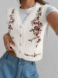 Embroidered Knit Sweater Vest GZYF-1202