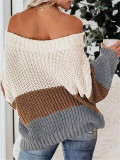 Color Block Loose Knis Sweater GZYF-1096