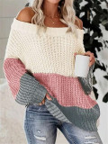 Color Block Loose Knis Sweater GZYF-1096