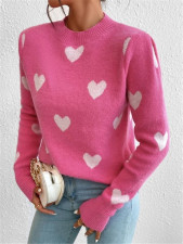 Heart-Patterned Knit Pullover Sweater GZYF-1080