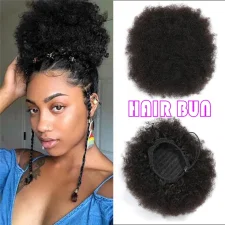 Human Hair Fro Curly Drawstring Ponytail Wigs JKLS-59778