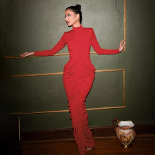 Long Sleeve Backless Maxi Dress GSLF-K25D82301