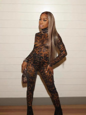 Mesh Leopard Print Jumpsuit SHD-9578