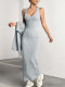 Loungewear Solid Color V Neck Skirt Suit YH-9028