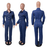 Fashion Long Sleeve Denim Jumpsuit LX-3587