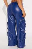 Zip-Off Multi-Pocket Leather Pants YMEF-58035