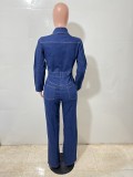 Fashion Long Sleeve Denim Jumpsuit LX-3587