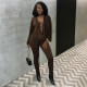 Deep V Neck Solid Color Two Piece Pant Set MXBF-J25ST352