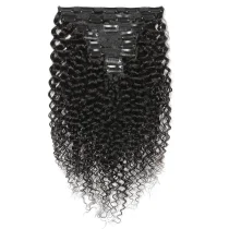  Human Hair Kinky Curly Clip Wig 8pcs JKLS-76565