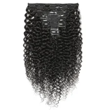  Human Hair Kinky Curly Clip Wig 8pcs JKLS-76565