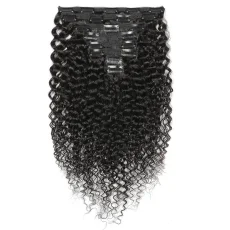  Human Hair Kinky Curly Clip Wig 8pcs JKLS-76565