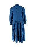 Plus Size Solid Color Lapel Maxi Dress HNIF-064