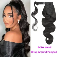 Human Hair Wrap Around Ponytail Body Wave Wigs JKLS-84132