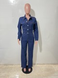Fashion Long Sleeve Denim Jumpsuit LX-3587