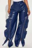 Zip-Off Multi-Pocket Leather Pants YMEF-58035