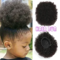 Human Hair Fro Curly Drawstring Ponytail Wigs JKLS-59778