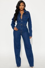 Fashion Long Sleeve Denim Jumpsuit LX-3587