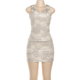 Sequin Tank Top And Mini Skirt Set GSLF-K25S83093