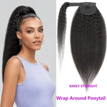 Human Hair Wrap Around Ponytail Kinky Straight Wigs JKLS-54909