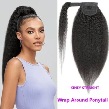 Human Hair Wrap Around Ponytail Kinky Straight Wigs JKLS-54909