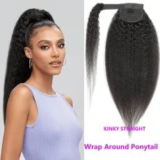 Human Hair Wrap Around Ponytail Kinky Straight Wigs JKLS-54909