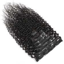  Human Hair Kinky Curly Clip Wig 8pcs JKLS-76565