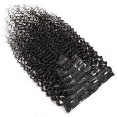 Human Hair Kinky Curly Clip Wig 8pcs JKLS-76565