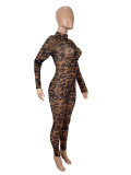 Mesh Leopard Print Jumpsuit SHD-9578