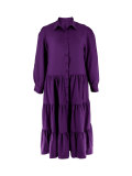 Plus Size Solid Color Lapel Maxi Dress HNIF-064