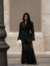 Solid Color Blazer Coat Mesh Skirt Suit SFY-789