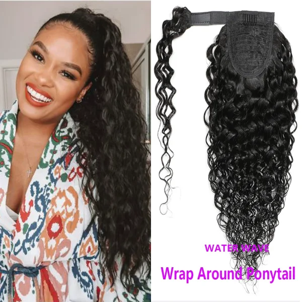 Wrap Around Ponytail Water Wave Human Hair Wigs JKLS-85088