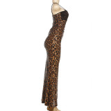 Leopard Sequin Lace Patchwork Maxi Dress GSLF-K25D82028