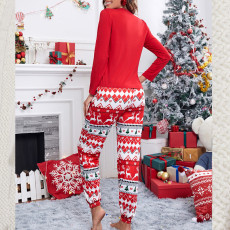 Christmas Print Long-Sleeve Pajama Set GSGS- 0610#