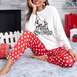 Christmas Print Long-Sleeve Pajama Set GSGS- 0610#