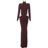 Hollow Out Ruched Maxi Dress GSLF-K25D80985